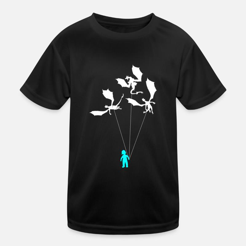 Funny Trendy Little Boy With Dragon Kids Functional T-Shirt