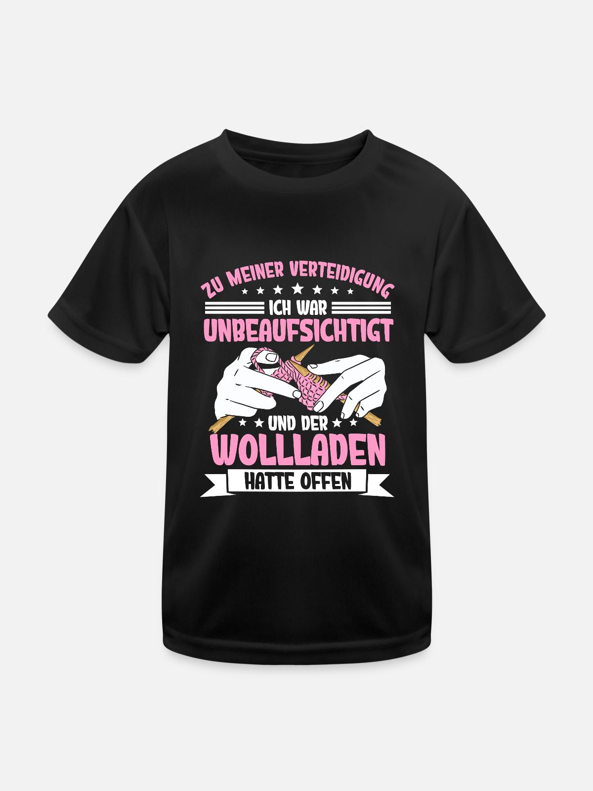 Häkeln - Kinder Funktions-T-Shirt - Schwarz - Vorne
