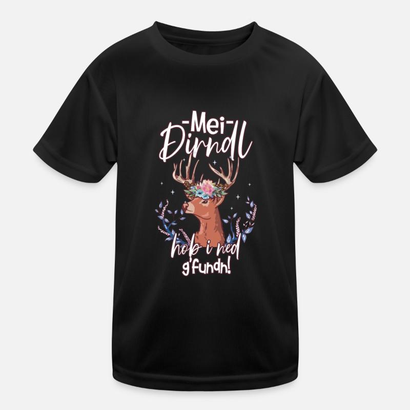 Mei Dirndl Hob I Ned Gfundn - Kinder Funktions-T-Shirt - Schwarz