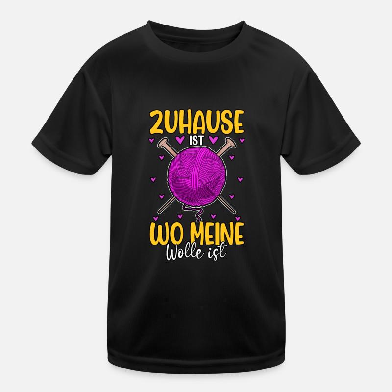 Häkeln - Kinder Funktions-T-Shirt - Schwarz