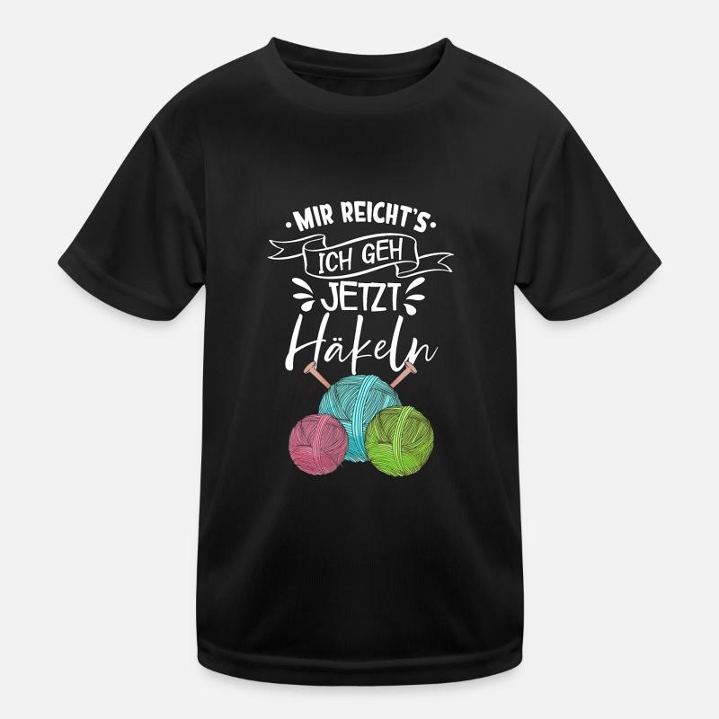 Häkeln - Kinder Funktions-T-Shirt - Schwarz