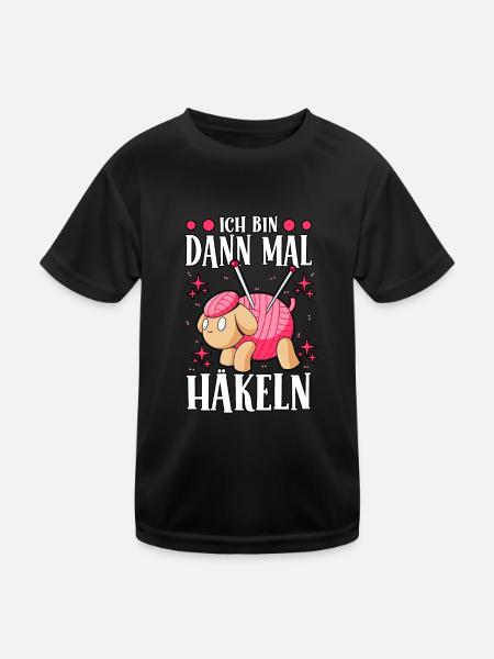 Häkeln - Kinder Funktions-T-Shirt - Schwarz
