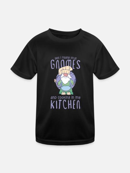 Cooking Cook Chef Gnomes Gnome Lover Funny Gnome - Kinder Funktions-T-Shirt - Schwarz - Vorne