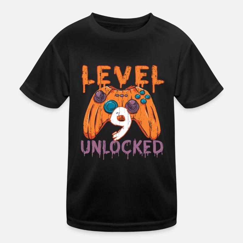 Halloween Pattern Pumpkin Game Gamer Naissance 9 ans T-shirt sport Enfant