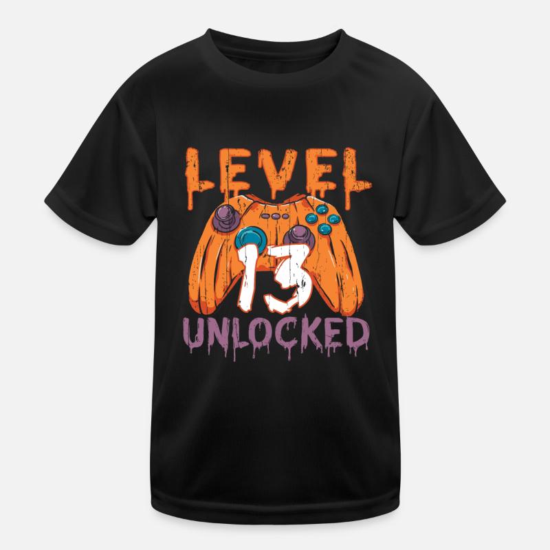Halloween Pattern Pumpkin Game Gamer Birth Age 13 Kinder Funktions-T-Shirt