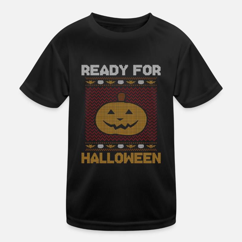 Stitch Pattern Pumpkin Creature Ready Halloween Kids Functional T-Shirt
