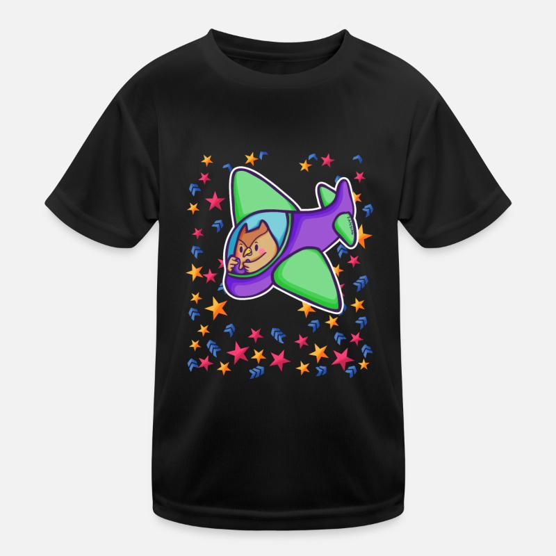 Eule Pilot Flugzeug Sternenhimmel Kinder Funktions-T-Shirt