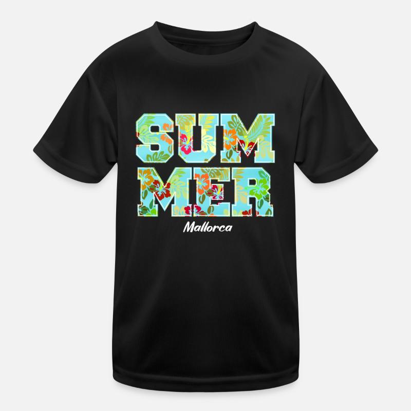 Summer design with hibiscus - Kids Functional T-Shirt - black