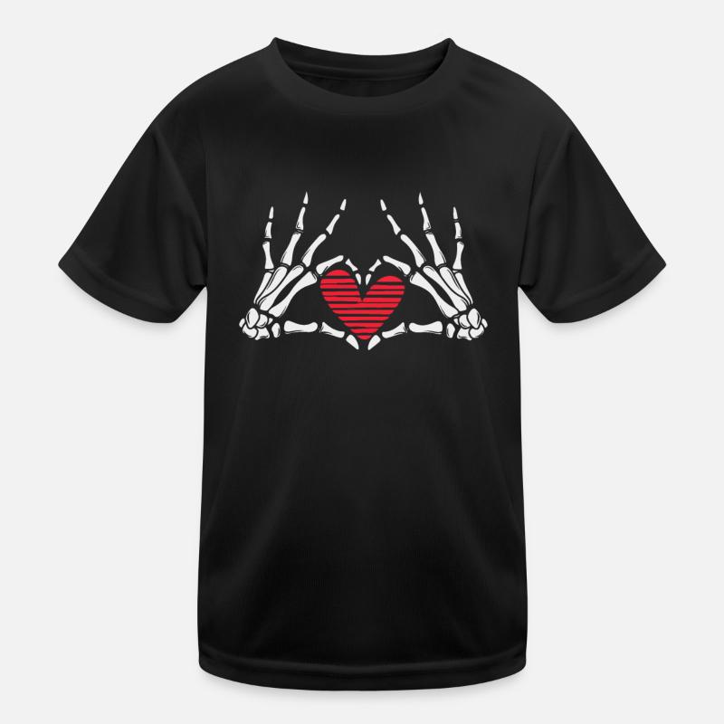 Love Skeleton Heart Hand Horror Scary Halloween Kinder Funktions-T-Shirt