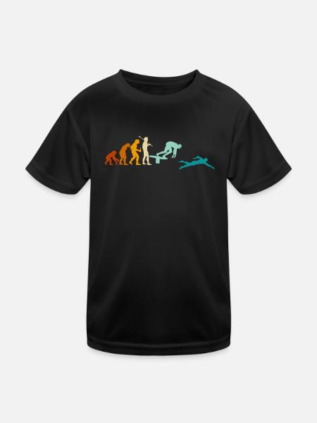 Schwimmer, Schwimmen, Schwimmen Herzschlag - Kinder Funktions-T-Shirt - Schwarz - Vorne