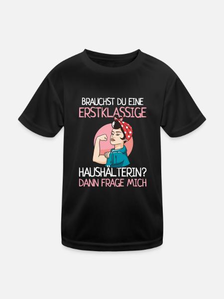 Erstklassige Haushälterin Putzfrau Reinigungskraft - Kinder Funktions-T-Shirt - Schwarz - Vorne