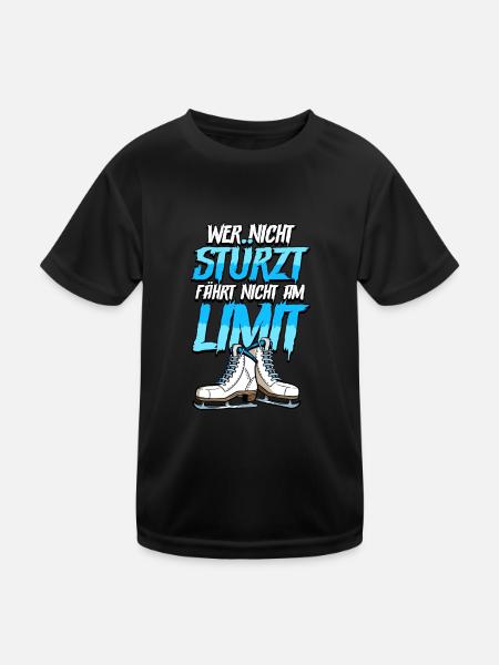 Eislaufen - Kinder Funktions-T-Shirt - Schwarz - Vorne
