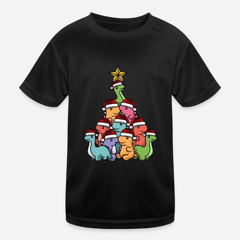 Dino Christmas Tree Kids Functional T-Shirt