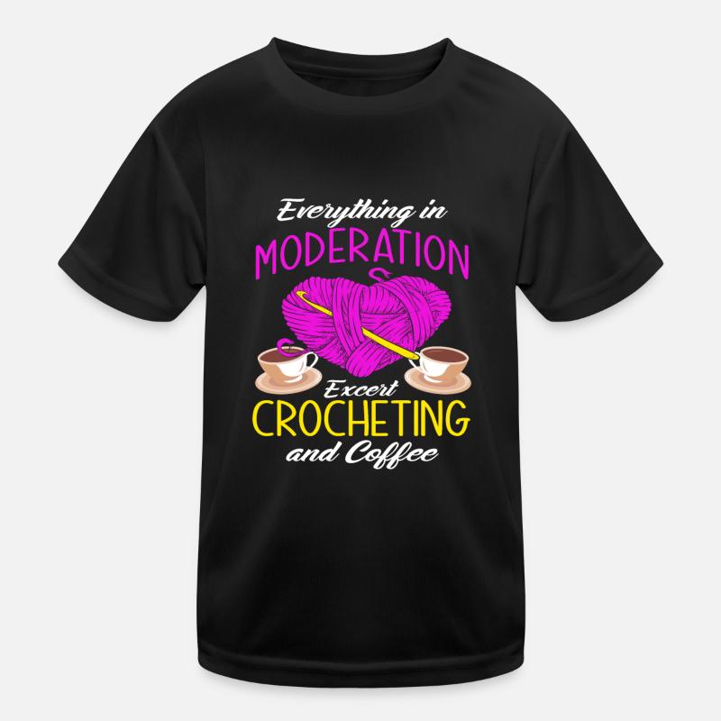 Häkeln Kaffee Häkler Geschenk Kinder Funktions-T-Shirt