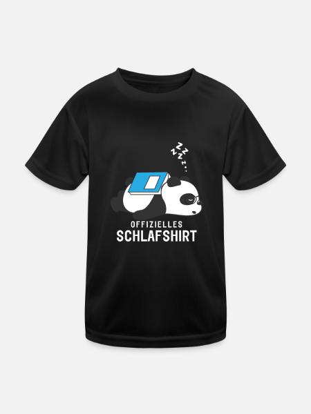 Offizielles Schlafshirt Schlafanzug Panda mit Buch - Kinder Funktions-T-Shirt - Schwarz - Vorne