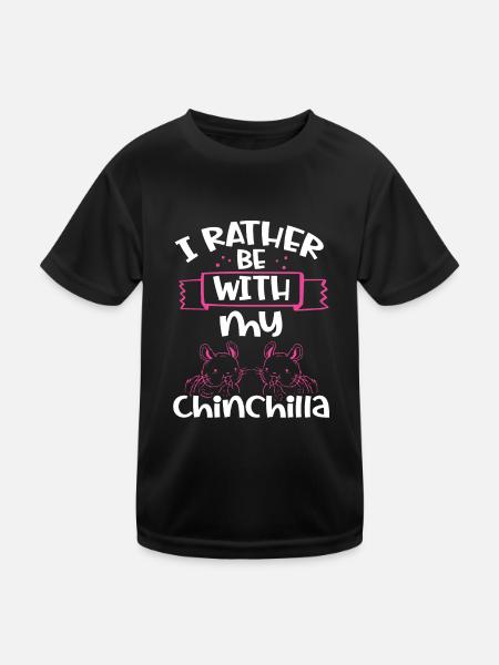 Ich Bin Lieber Bei Meinem Chinchilla - Kinder Funktions-T-Shirt - Schwarz - Vorne