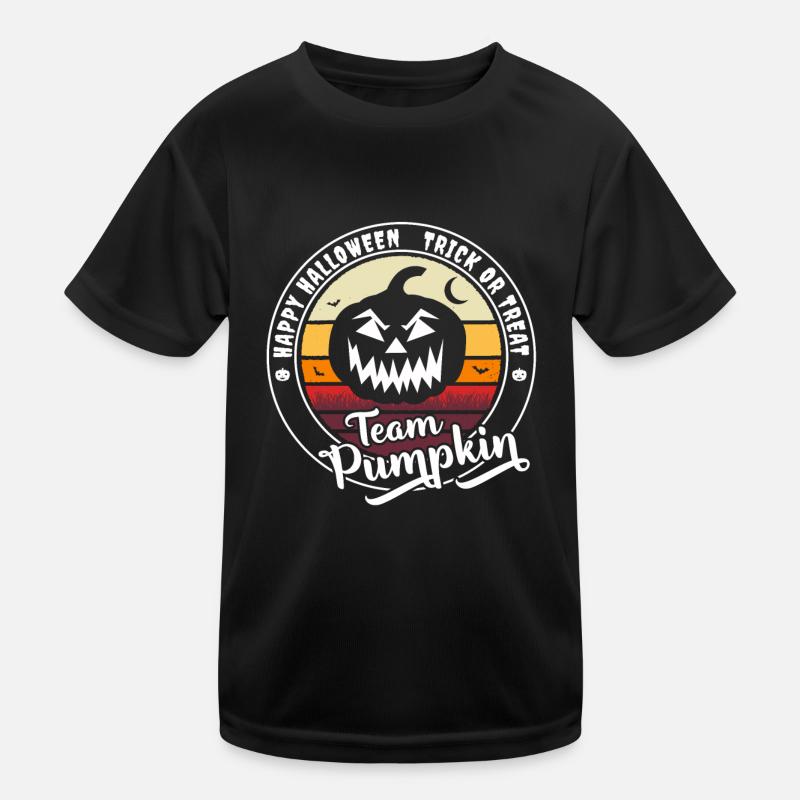 Happy Halloween Team Kürbis "Süßes oder Saures" - Kinder Funktions-T-Shirt - Schwarz