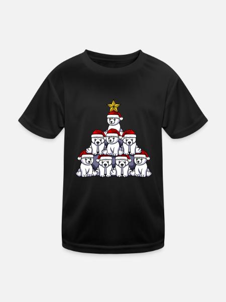 Arbre de Noël de l’ours polaire - T-shirt sport Enfant - noir - Devant