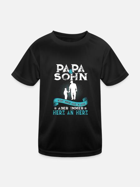 Dad and son not always eye to eye but always - Kids Functional T-Shirt - black - Front