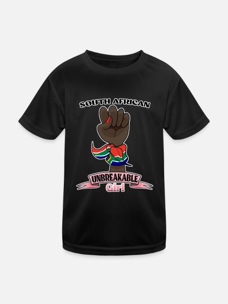 South African Girl Unbreakable I Heritage South - Kinder Funktions-T-Shirt - Schwarz