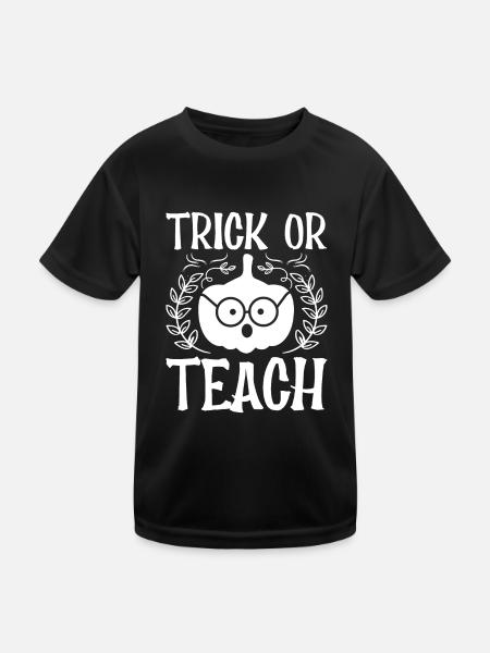 Trick Or Teach School Teacher Halloween Pumpkin - Kinder Funktions-T-Shirt - Schwarz - Vorne