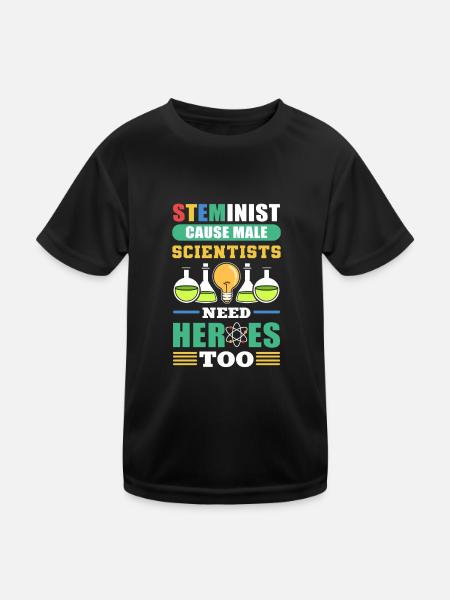 Cause steministe Les scientifiques masculins ont aussi besoin d’héores - T-shirt sport Enfant - noir - Devant