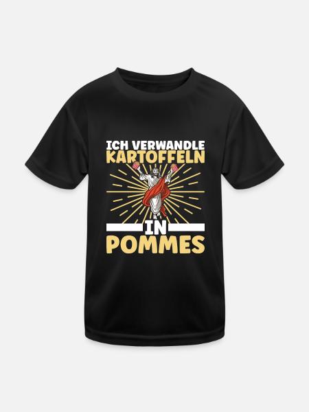 Pommes Fritten French Fries - Kinder Funktions-T-Shirt - Schwarz - Vorne