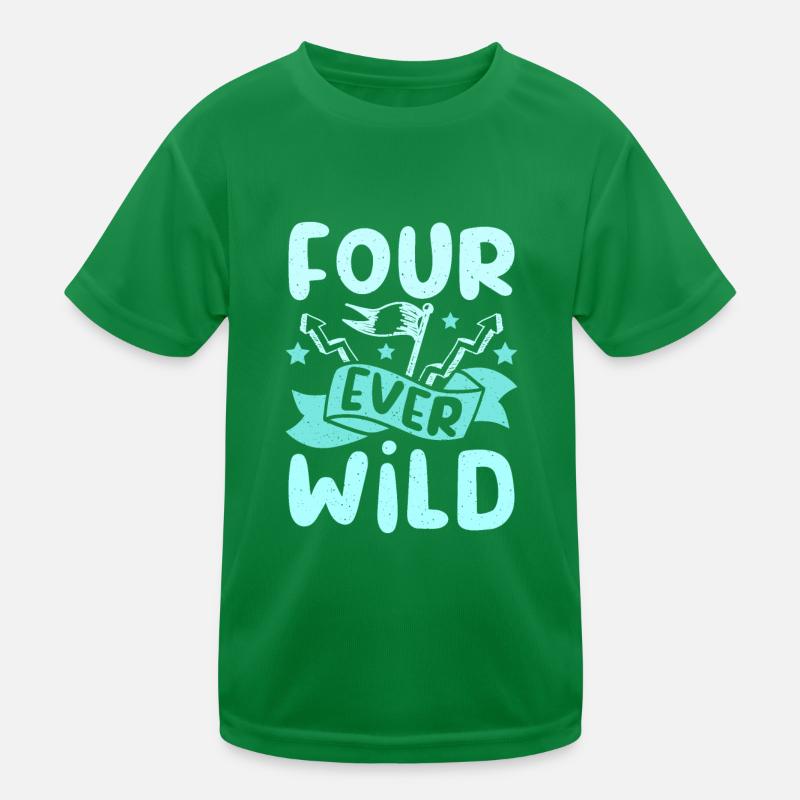 4th birthday four ever wild Kinder Funktions-T-Shirt