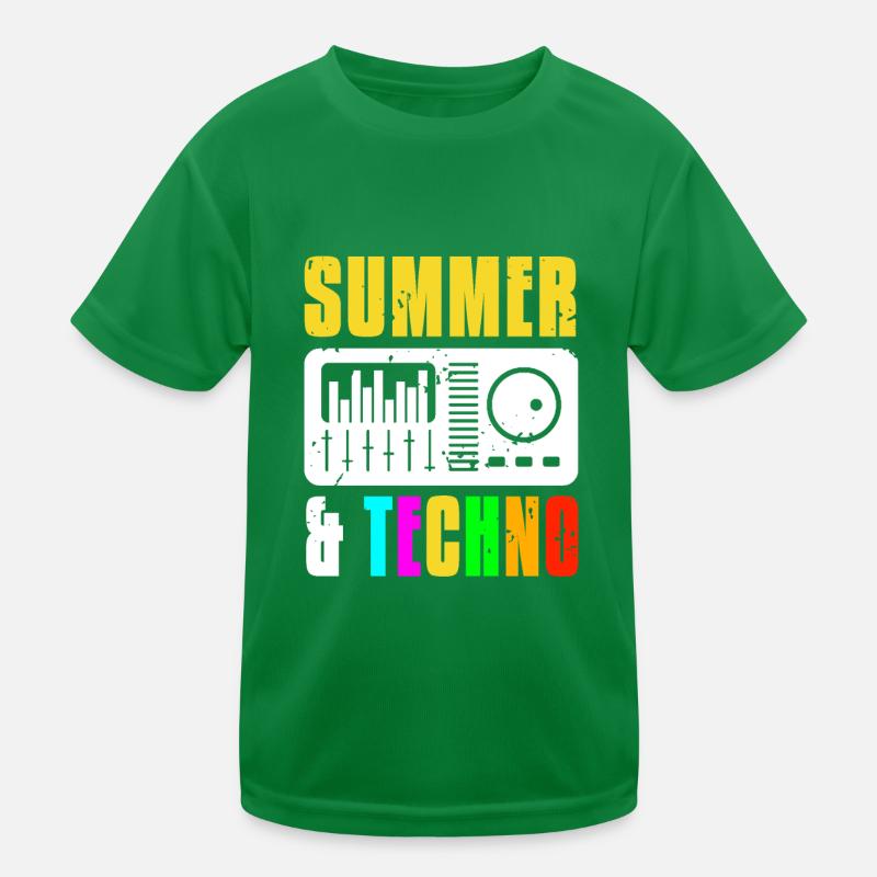 Retro Vintage Summer & TECHNO Cool Techno DJ Kids Functional T-Shirt