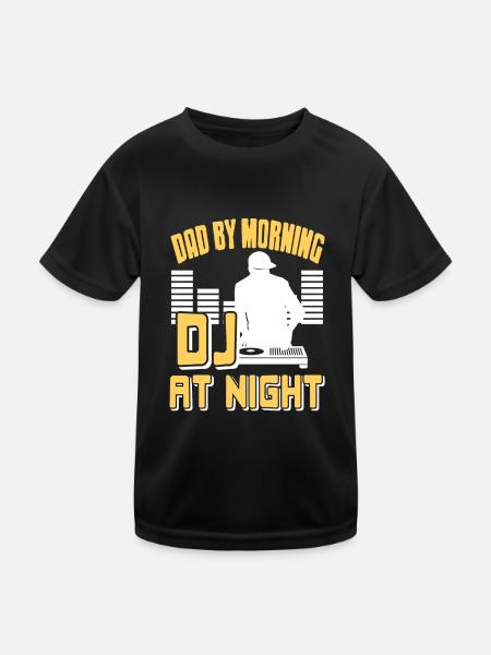 DAD By Morning DJ At Night Cool Retro DJ Designs - Kids Functional T-Shirt - black - Front