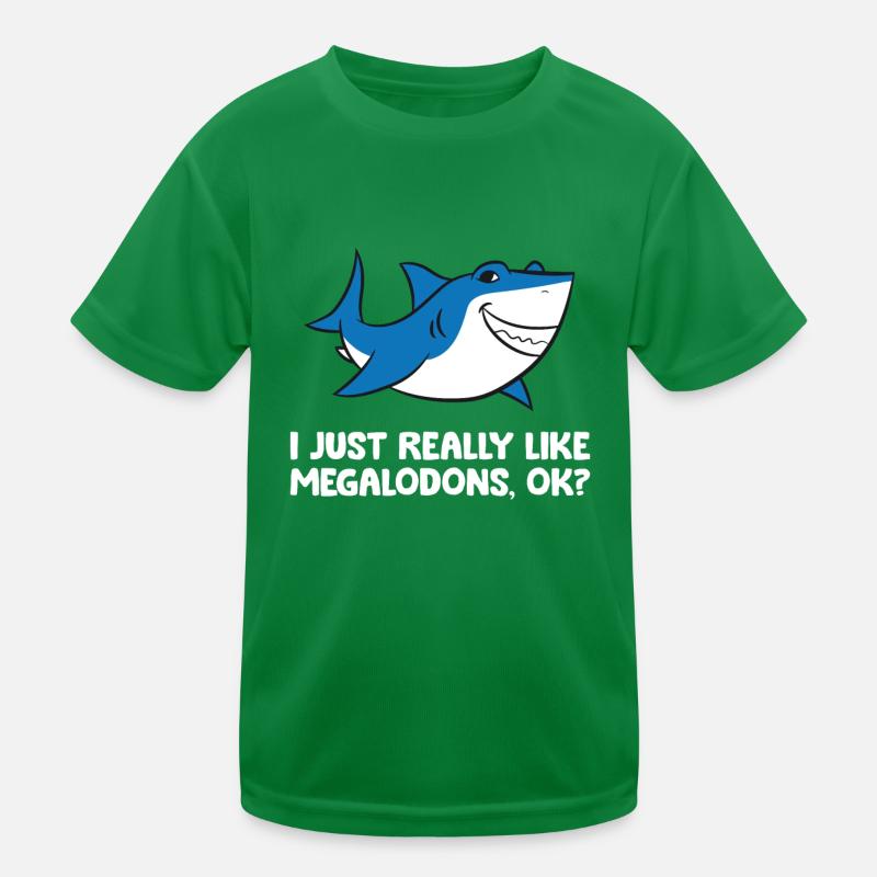 I Just Really Like Megalodons Ok? Funny Megalodon Kids Functional T-Shirt