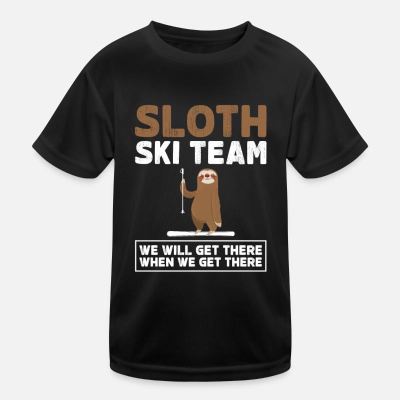 Sloth Ski Team Funny Skier Saying Kids Functional T-Shirt