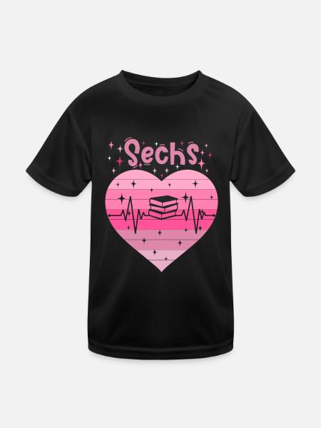 6. Geburtstag Lesen Bücher Buch Mädchen Tochter - Kinder Funktions-T-Shirt - Schwarz - Vorne