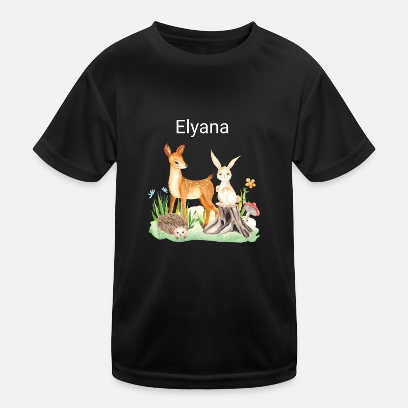 Animal deer rabbit hedgehog Elyana - Kids Functional T-Shirt - black