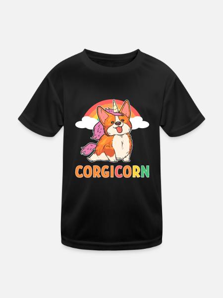 Corgicorn Welsh Corgi Licorne Chien - T-shirt sport Enfant - noir - Devant