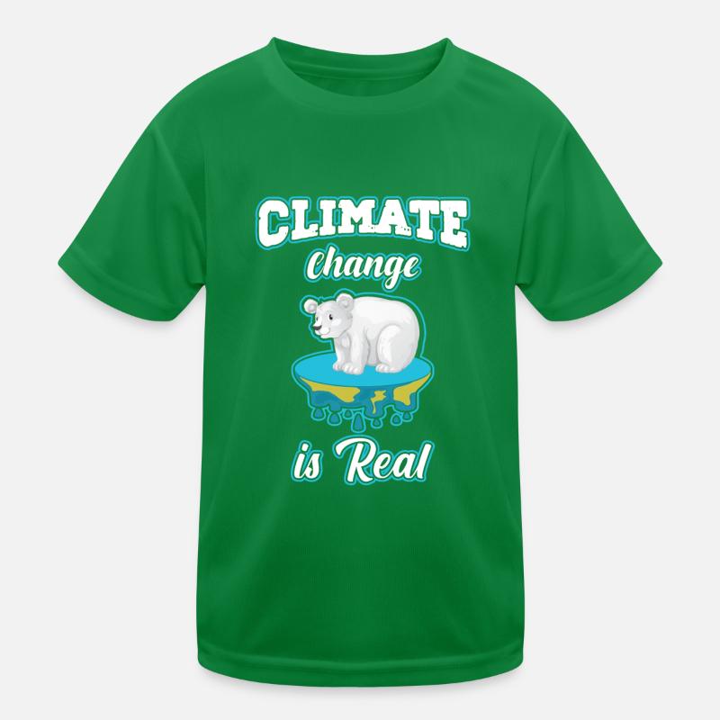 Climate change is real polar bear sweating Kids Functional T-Shirt
