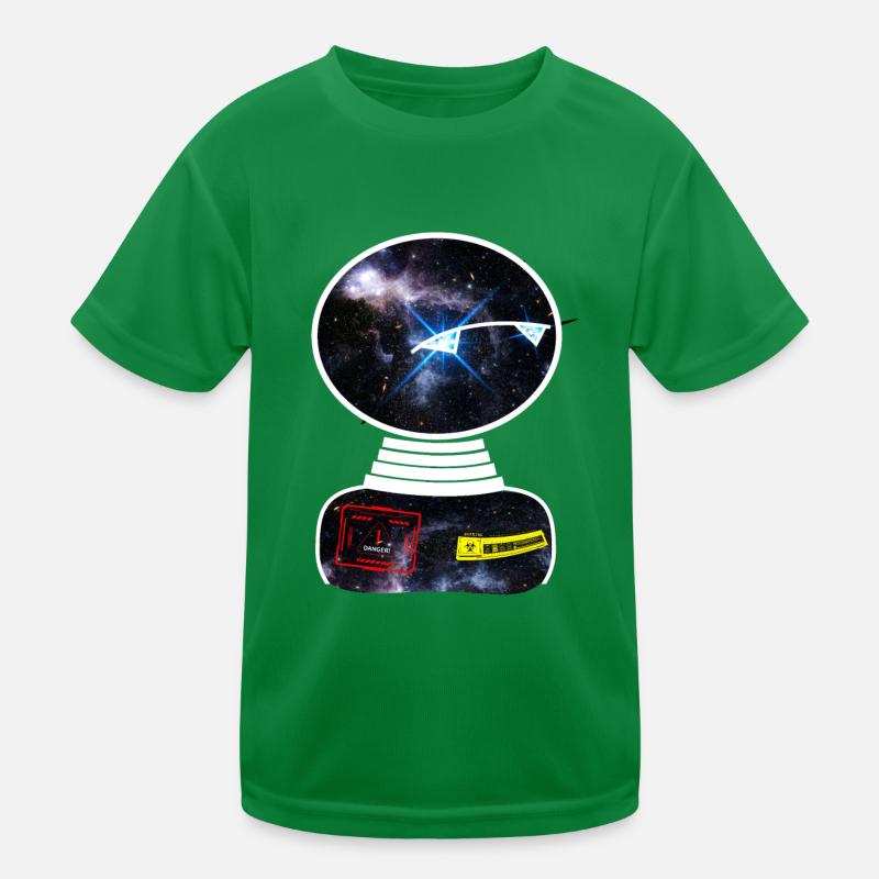 Robot Space Space observes warning sign Kids Functional T-Shirt