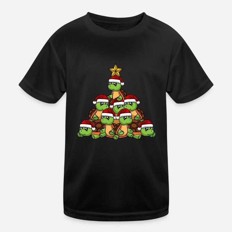 Turtle Christmas Tree Kids Functional T-Shirt
