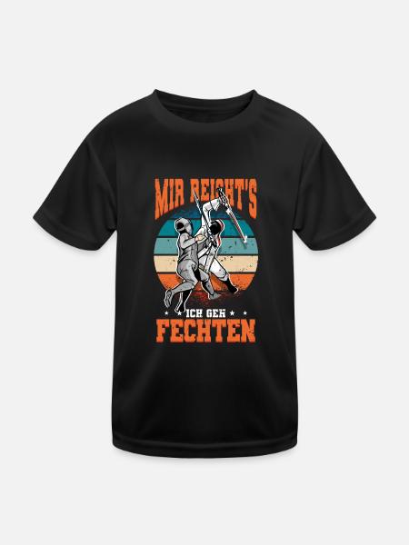 Fechten - Kinder Funktions-T-Shirt - Schwarz
