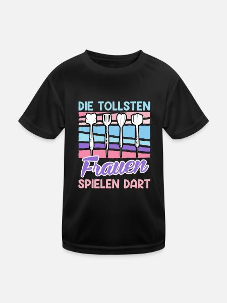 Tolle Frauen Darts Damen Dartpfeile Zubehör Dart - Kinder Funktions-T-Shirt - Schwarz - Vorne