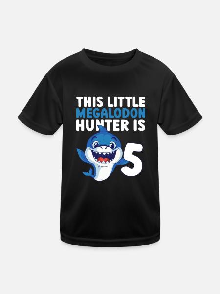 Ce petit chasseur de mégalodon a 5 ans - - T-shirt sport Enfant - noir - Devant