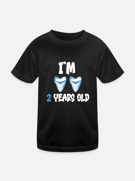 I am 2 years old - Megalodon tooth shark 2. - Kids Functional T-Shirt - black - Front