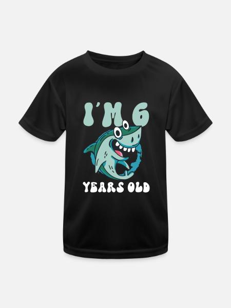 Ce petit chasseur de mégalodon a 6 ans - - T-shirt sport Enfant - noir - Devant