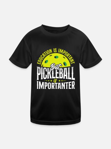Pickleball Education Is Important - Kinder Funktions-T-Shirt - Schwarz - Vorne