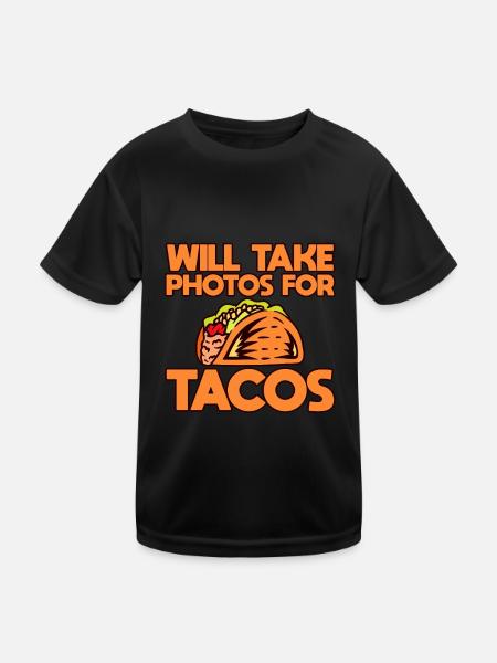 Will Take Photos For Tacos - Kids Functional T-Shirt - black - Front
