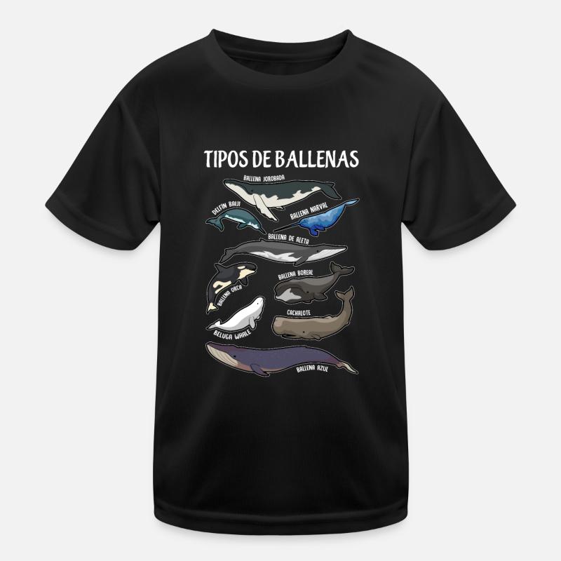 Arten von Walen Ilustaciones Spanisch Kinder Funktions-T-Shirt