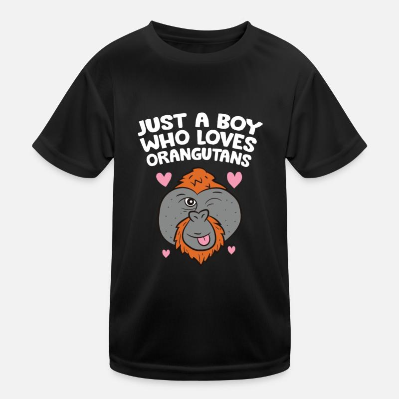 Nur ein Junge, der Orang-Utans liebt - Kinder Funktions-T-Shirt - Schwarz