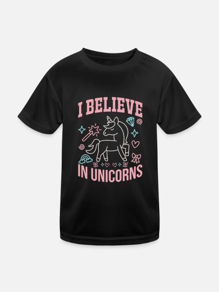 I believe in unicorn unicorn - Kids Functional T-Shirt - black - Front