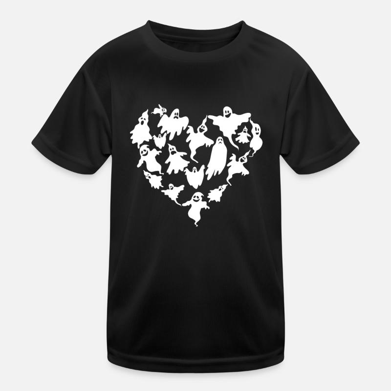 Halloween Heart with Ghosts Halloween Ghost Heart Kids Functional T-Shirt