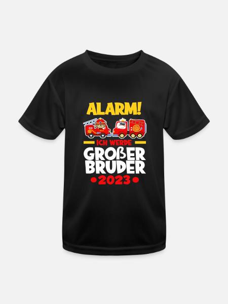 Feuerwehr Ich Werde Großer Bruder 2023 - Kinder Funktions-T-Shirt - Schwarz - Vorne